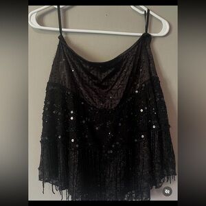 Le Chateau Black Sequin A-Line Skirt